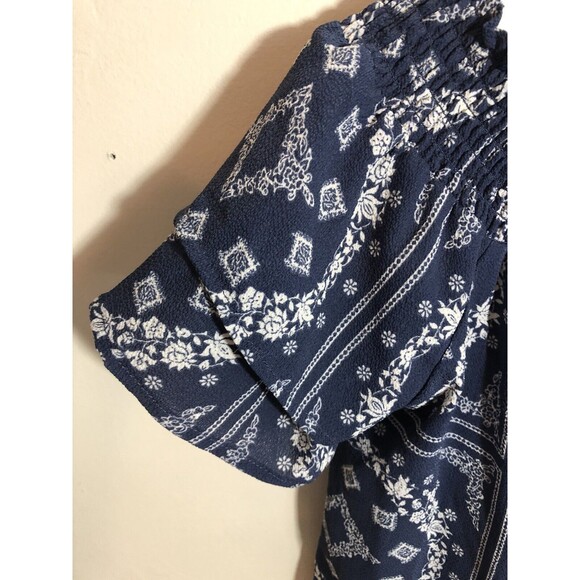 Rewind Women's Top Off The Shoulder Blue Size Small - Picture 3 of 4